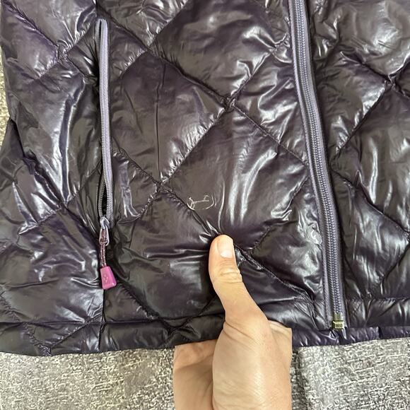 Womens Montbell Deep Purple Diamond Quilted Down Puffer Vest Zip Up Jacket Sz M - Picture 2 of 5